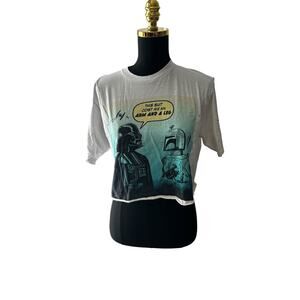 Star Wars Women’s Darth Vader Funny Cropped Graphic Tee Shirt Women’s Medium